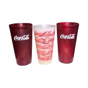 Coca Cola Burgundy and White Glass Trio
